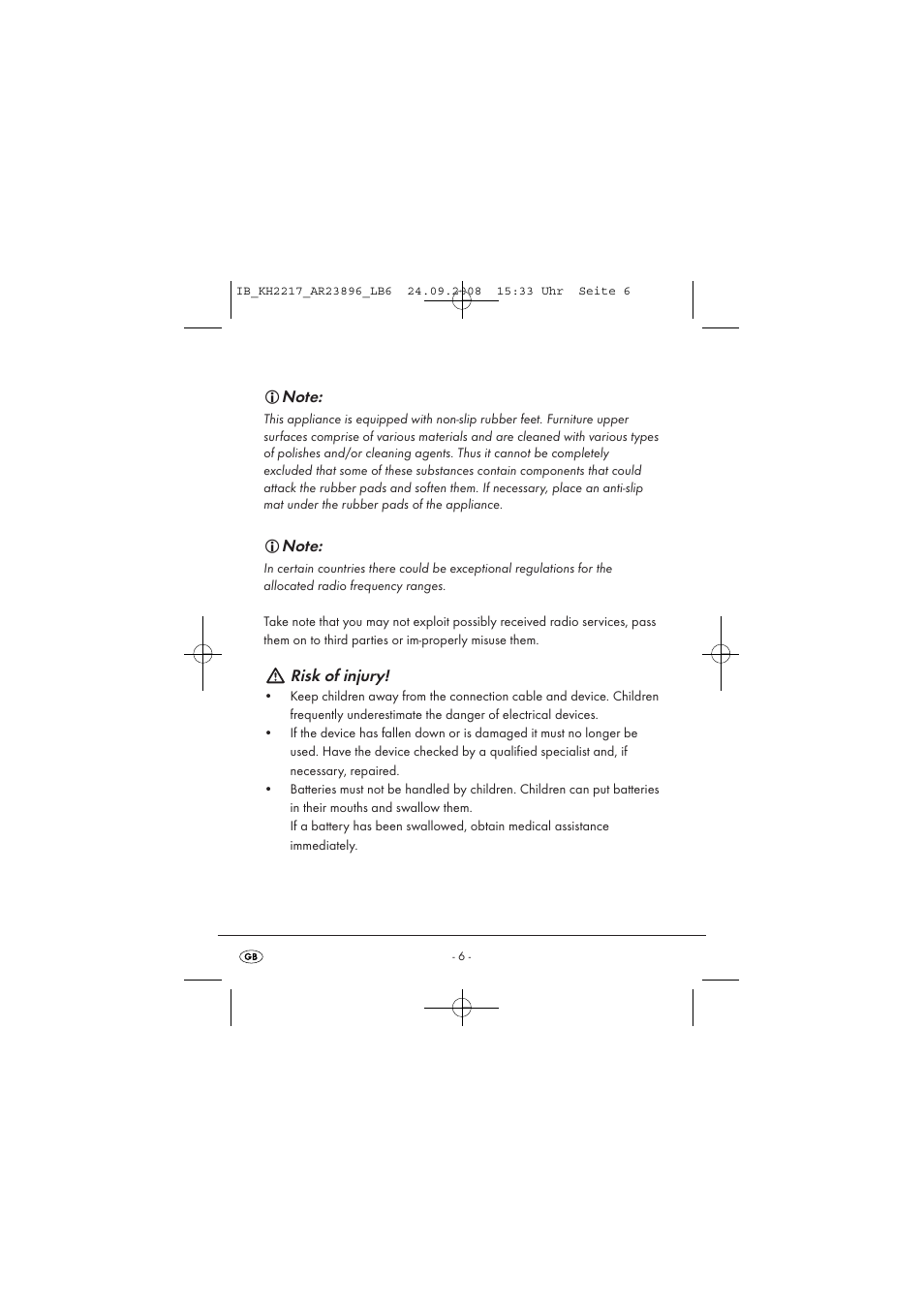 Silvercrest KH2217 User Manual | Page 6 / 28