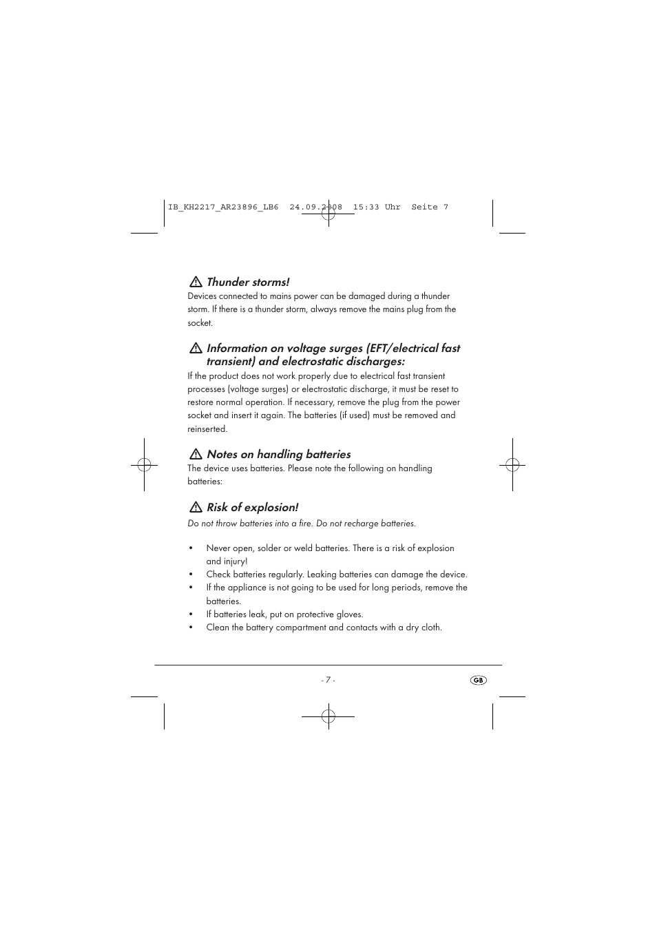 Silvercrest KH2217 User Manual | Page 7 / 28