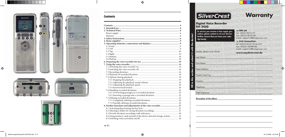 Silvercrest KH 2450 User Manual | Page 2 / 74