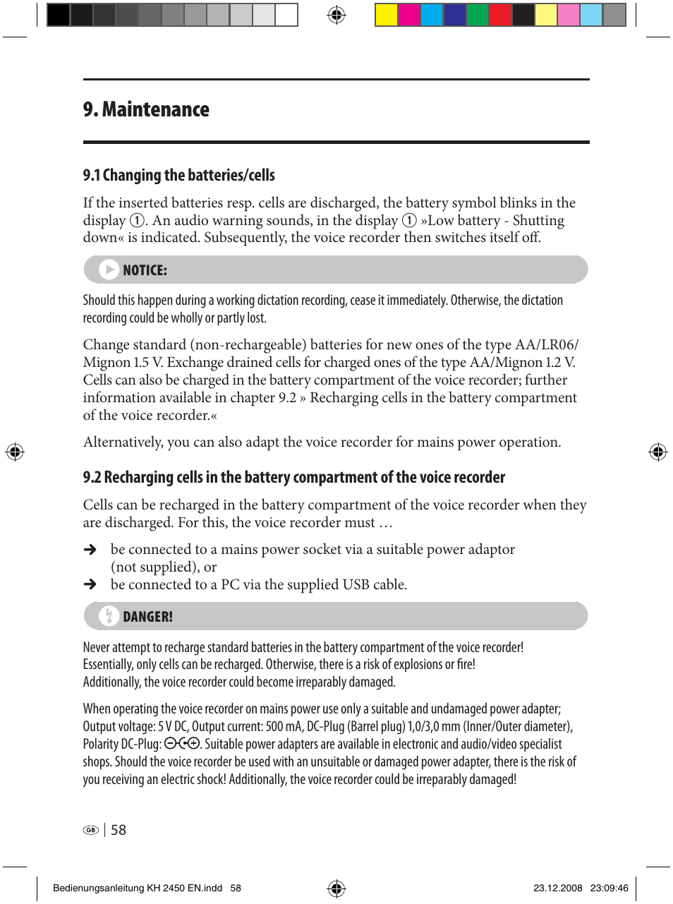 Maintenance | Silvercrest KH 2450 User Manual | Page 56 / 74