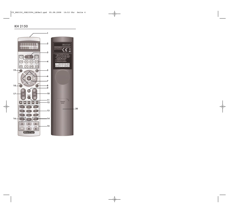 Kh 2150 | Silvercrest KH2150 User Manual | Page 2 / 38