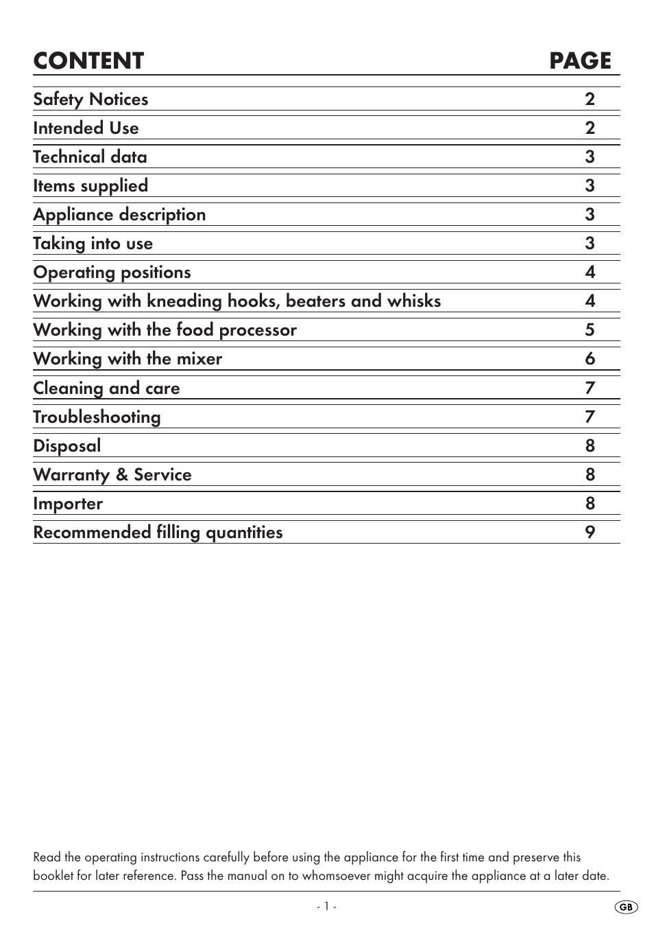 Content page | Silvercrest SKM 550 A1 User Manual | Page 3 / 23