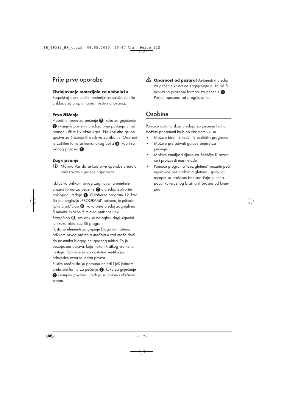 Prije prve uporabe, Osobine | Silvercrest SBB850EDSA1-02/10-V3 User Manual | Page 114 / 243