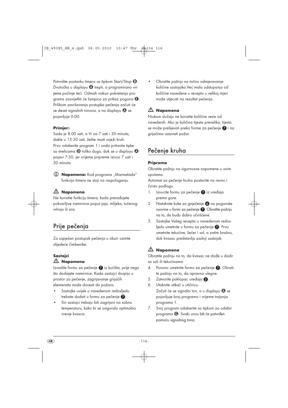 Prije pečenja, Pečenje kruha | Silvercrest SBB850EDSA1-02/10-V3 User Manual | Page 118 / 243