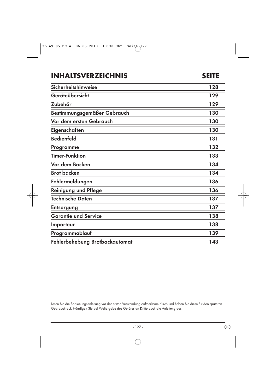 Ib_49385_de_4, Inhaltsverzeichnis seite | Silvercrest SBB850EDSA1-02/10-V3 User Manual | Page 129 / 243