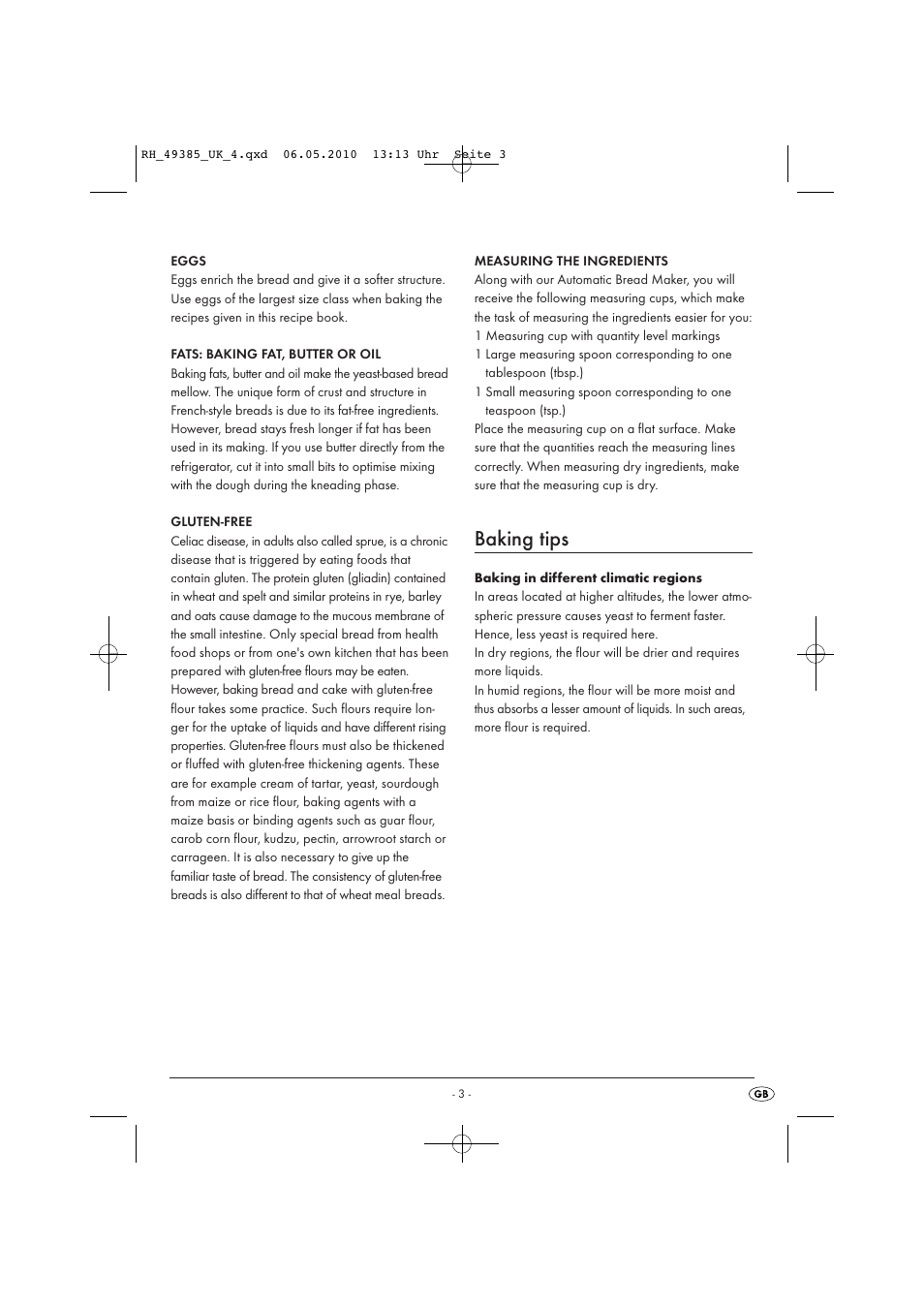 Baking tips | Silvercrest SBB850EDSA1-02/10-V3 User Manual | Page 150 / 243