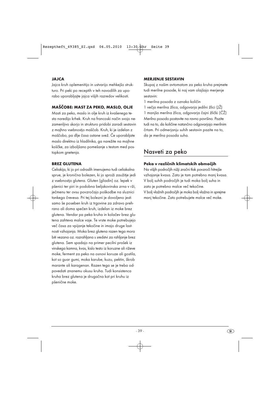 Nasveti za peko | Silvercrest SBB850EDSA1-02/10-V3 User Manual | Page 186 / 243