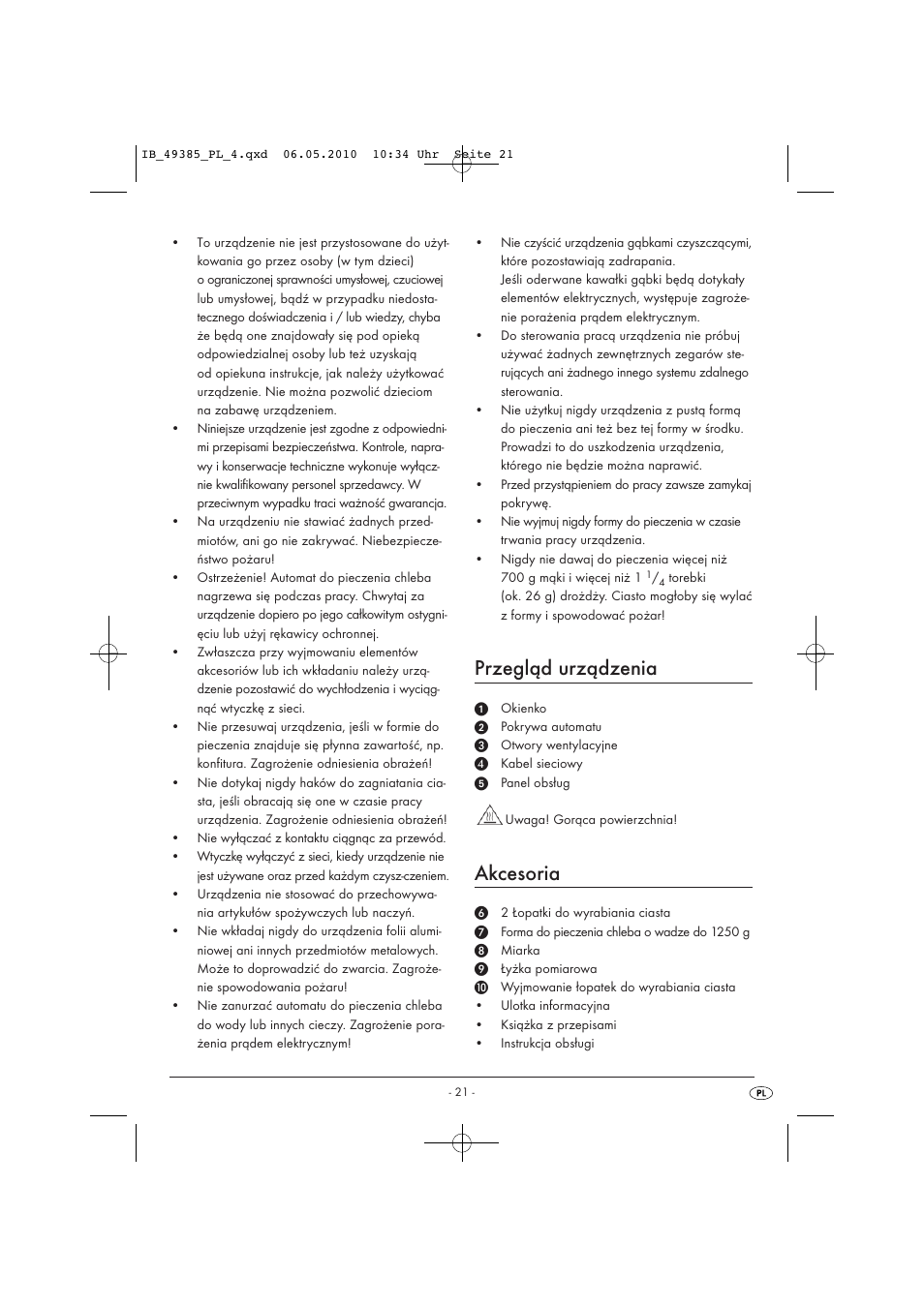 Przegląd urządzenia, Akcesoria | Silvercrest SBB850EDSA1-02/10-V3 User Manual | Page 23 / 243