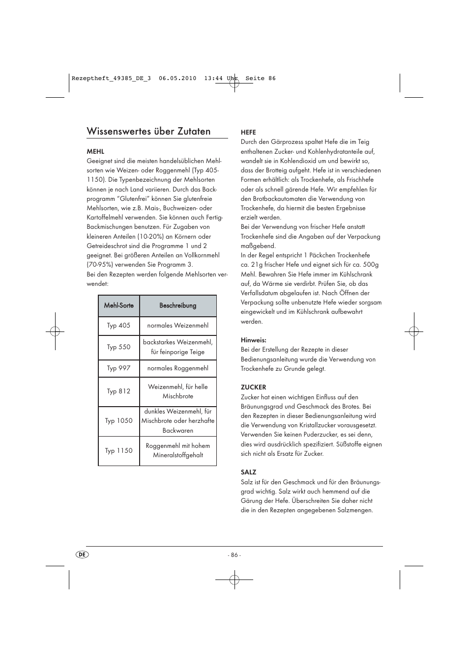 Wissenswertes über zutaten | Silvercrest SBB850EDSA1-02/10-V3 User Manual | Page 233 / 243