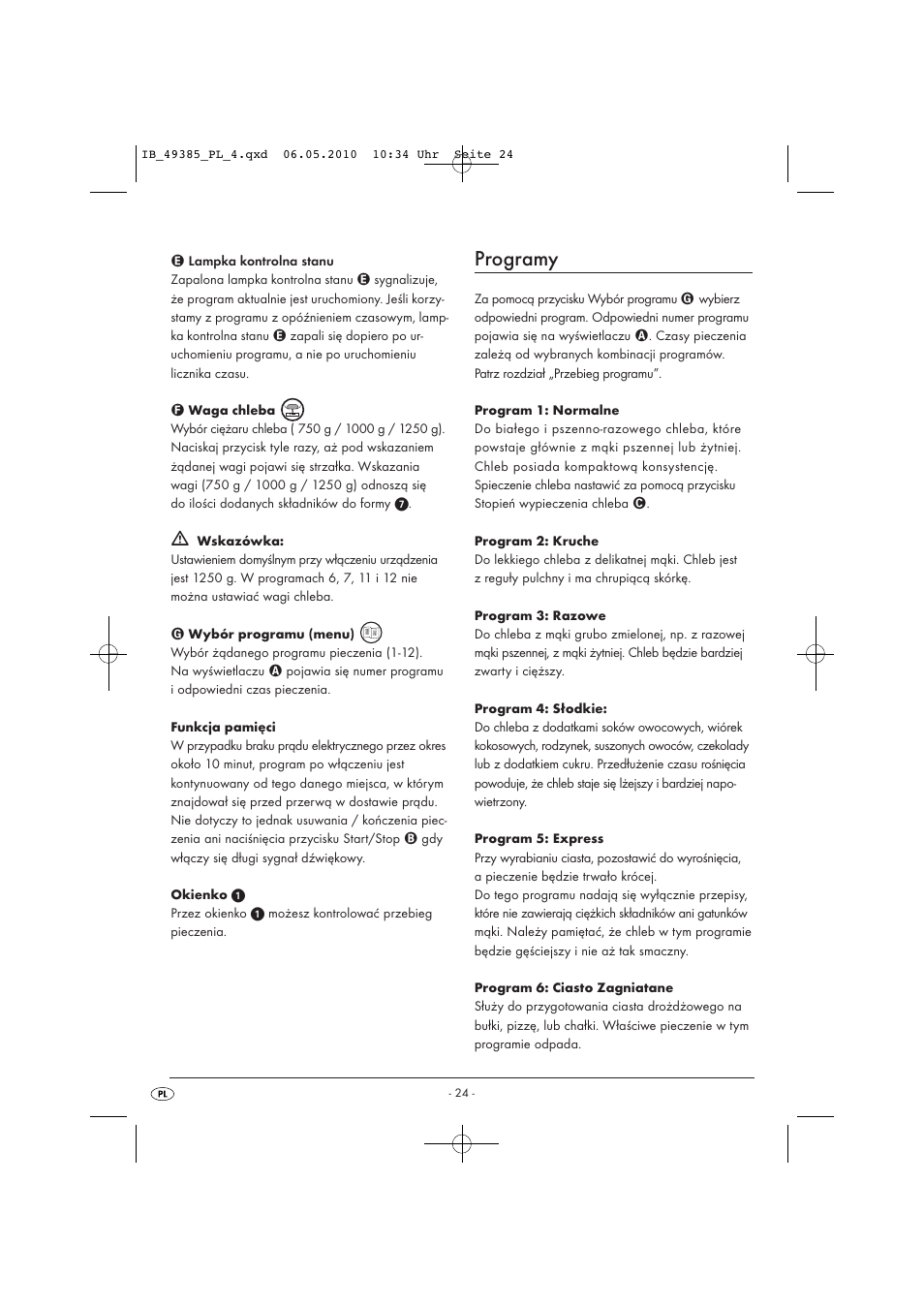 Programy | Silvercrest SBB850EDSA1-02/10-V3 User Manual | Page 26 / 243