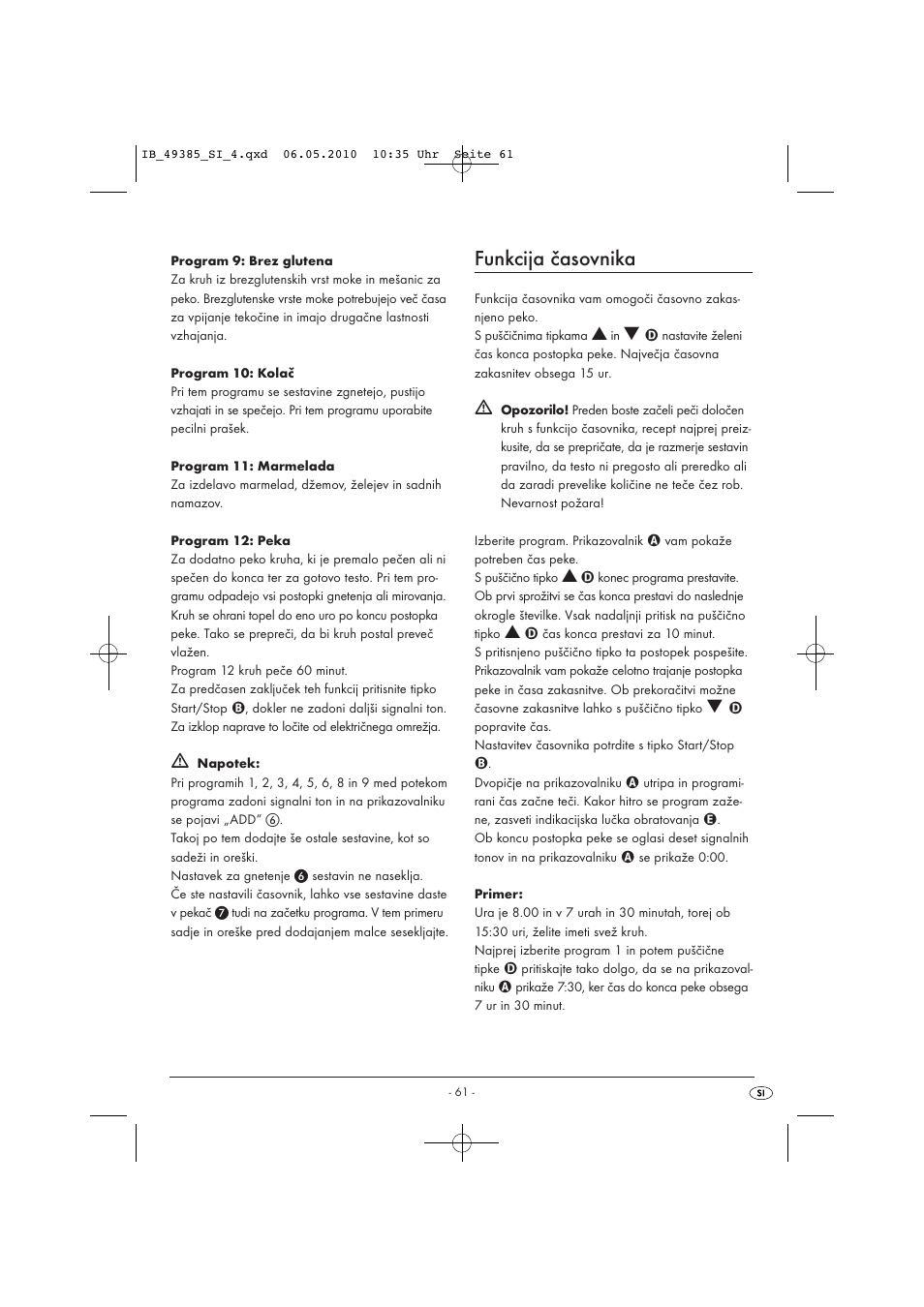 Funkcija časovnika | Silvercrest SBB850EDSA1-02/10-V3 User Manual | Page 63 / 243