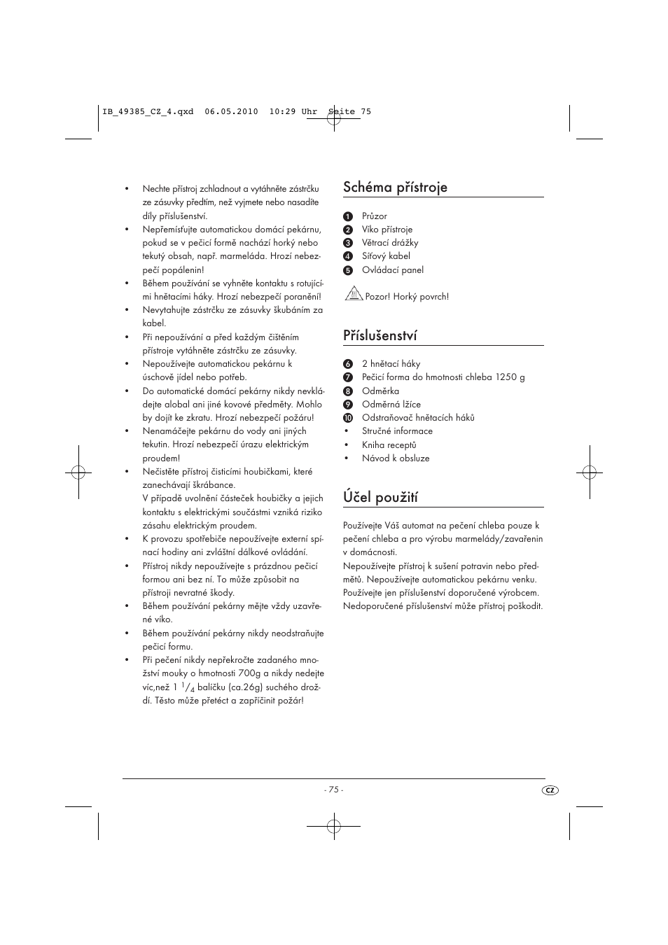 Schéma přístroje, Příslušenství, Účel použití | Silvercrest SBB850EDSA1-02/10-V3 User Manual | Page 77 / 243