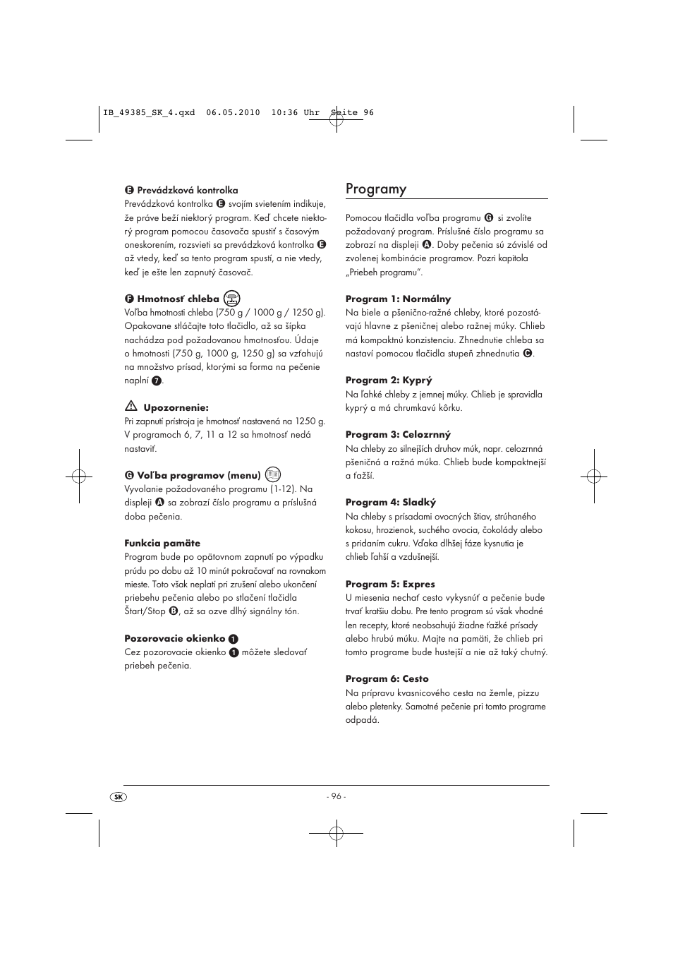 Programy | Silvercrest SBB850EDSA1-02/10-V3 User Manual | Page 98 / 243