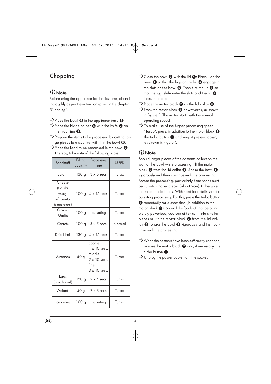 Chopping | Silvercrest SMZ 260 B1 User Manual | Page 6 / 9