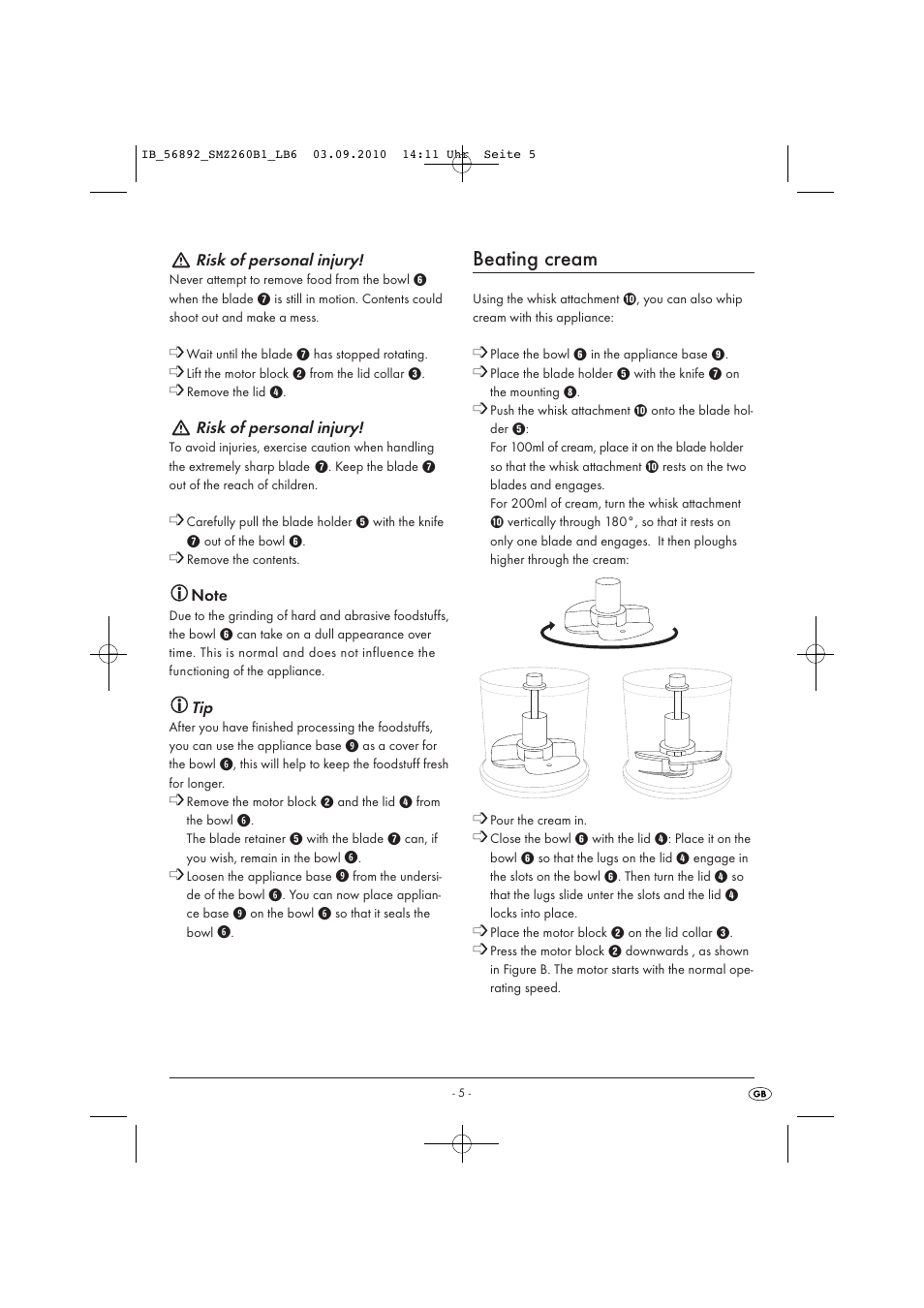 Beating cream | Silvercrest SMZ 260 B1 User Manual | Page 7 / 9