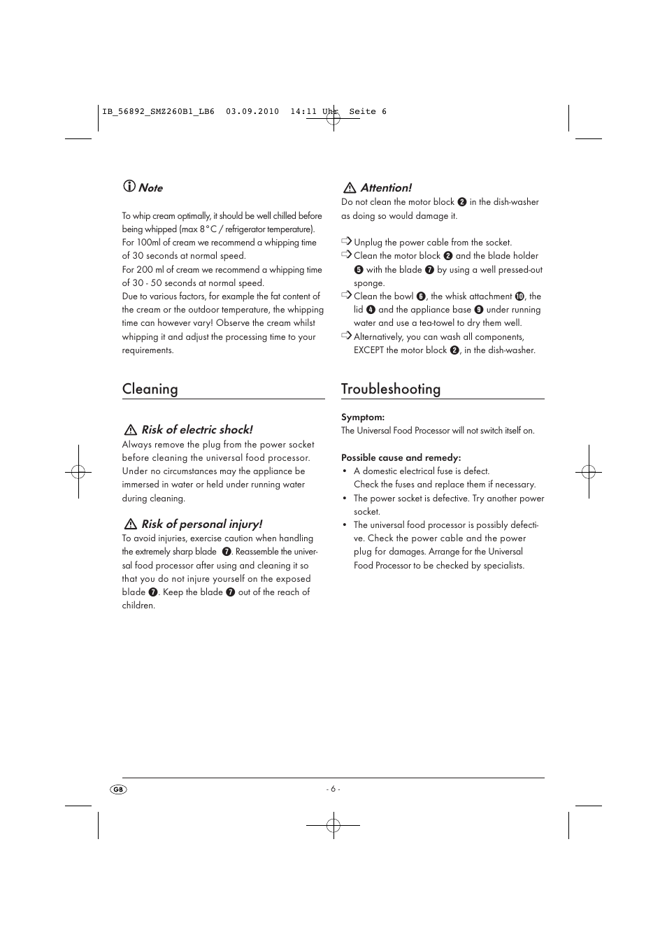 Cleaning, Troubleshooting | Silvercrest SMZ 260 B1 User Manual | Page 8 / 9
