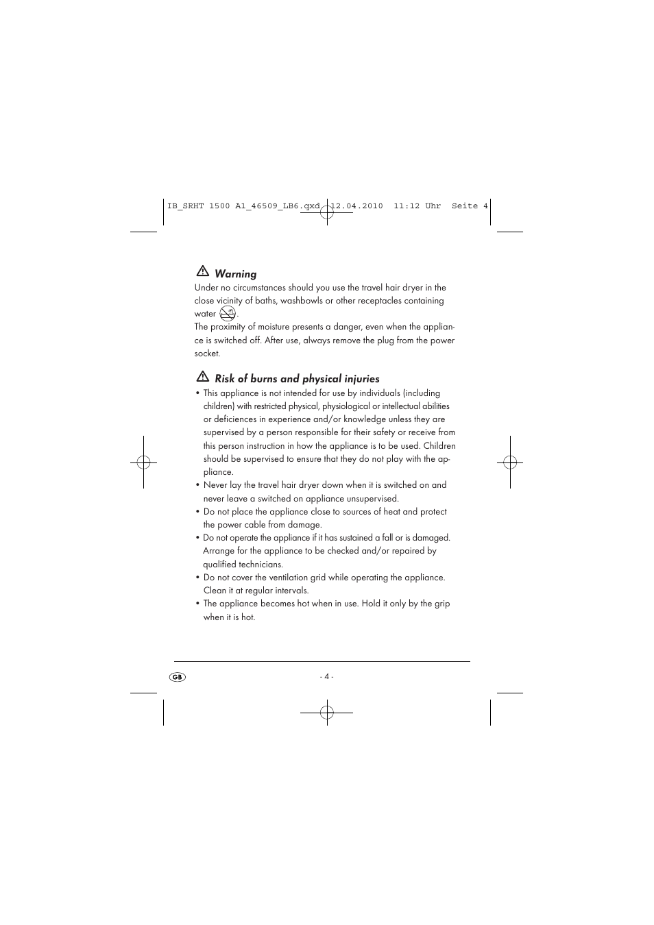 Silvercrest TRAVEL HAIRDRYER SRHT 1500 A1 User Manual | Page 6 / 14