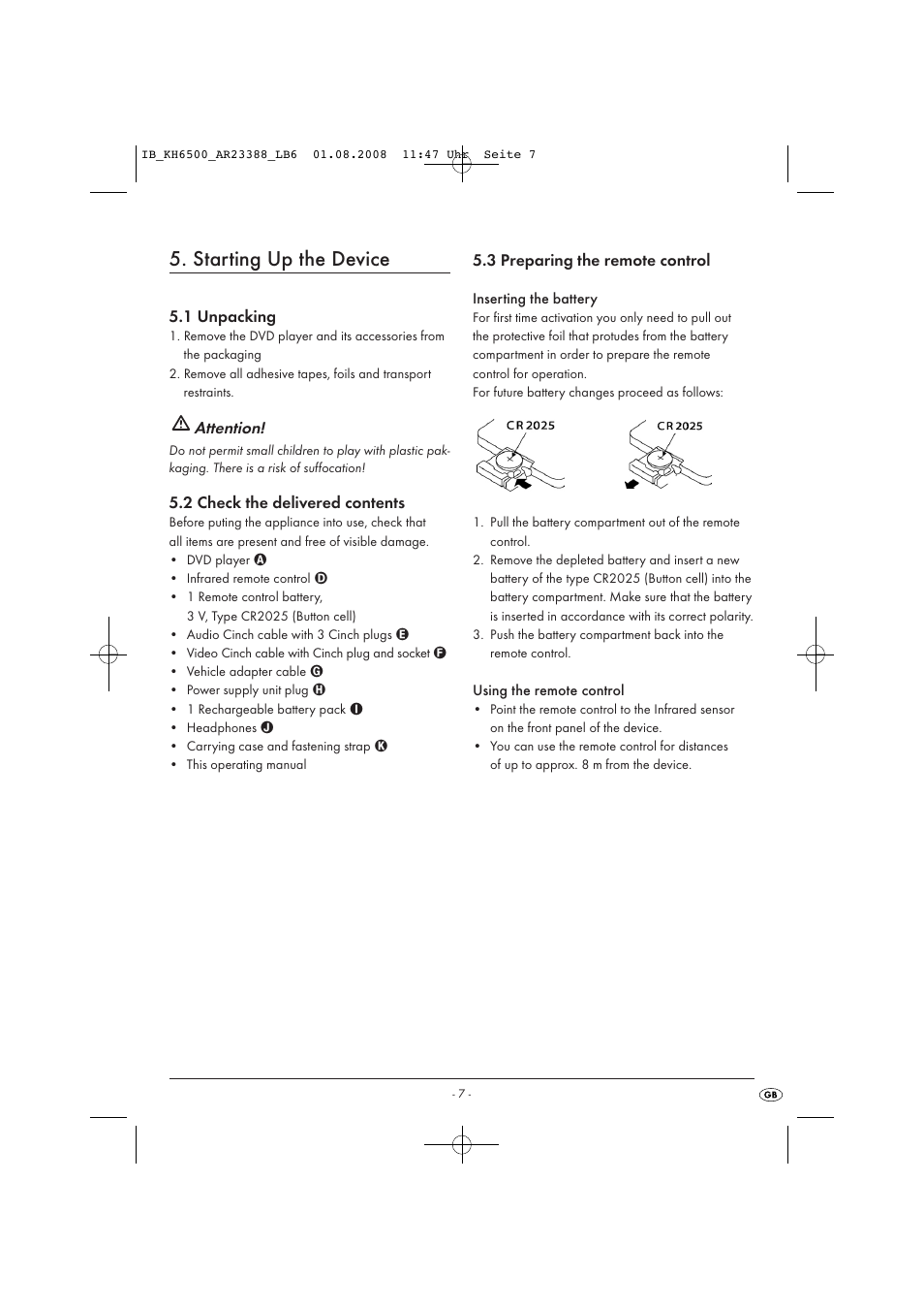 Starting up the device, Attention | Silvercrest KH6500-06/08-V1 User Manual | Page 9 / 36