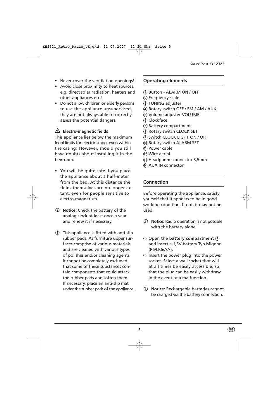 Silvercrest KH 2321 User Manual | Page 5 / 10