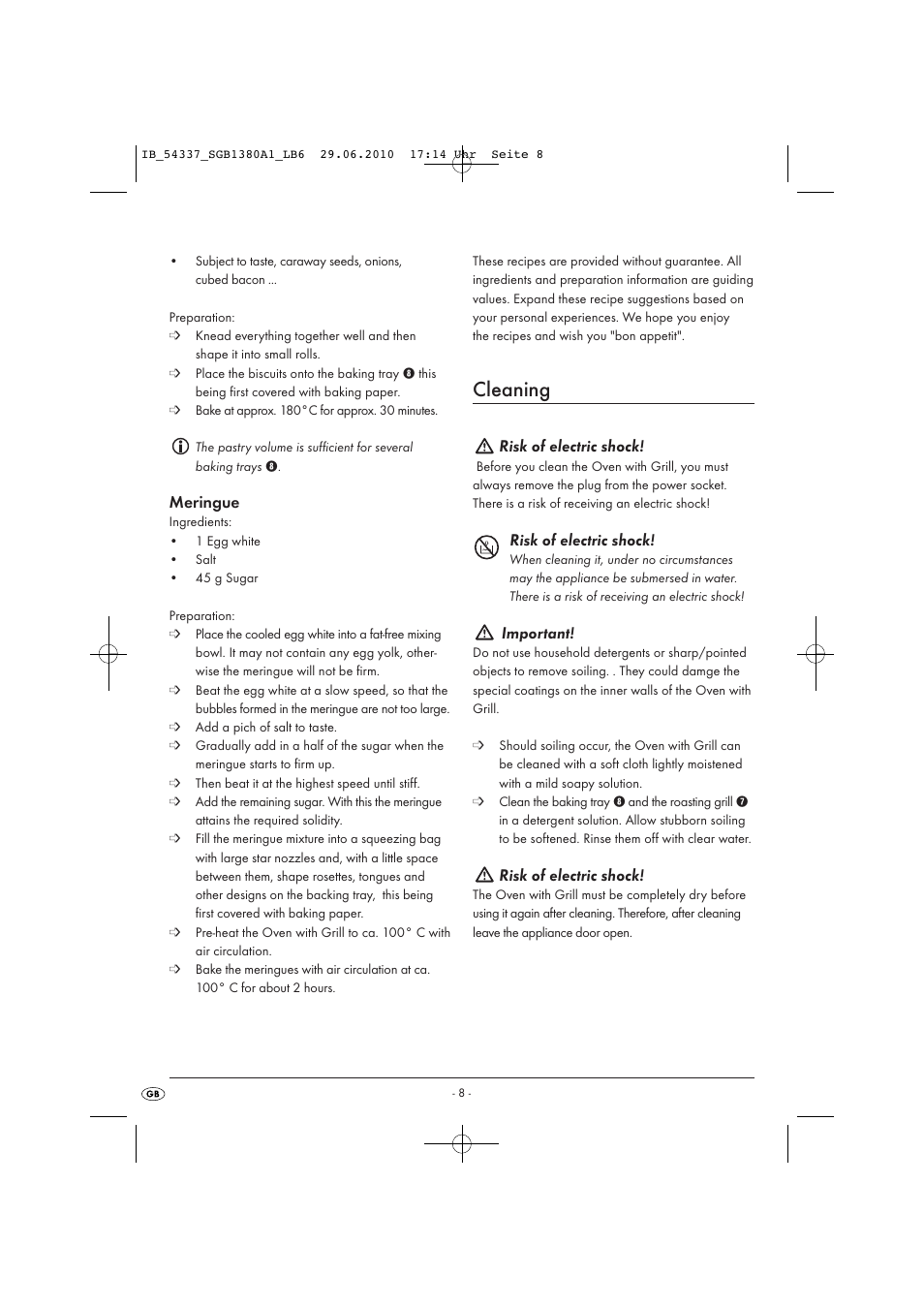 Cleaning | Silvercrest SGB 1380 A1 User Manual | Page 10 / 13