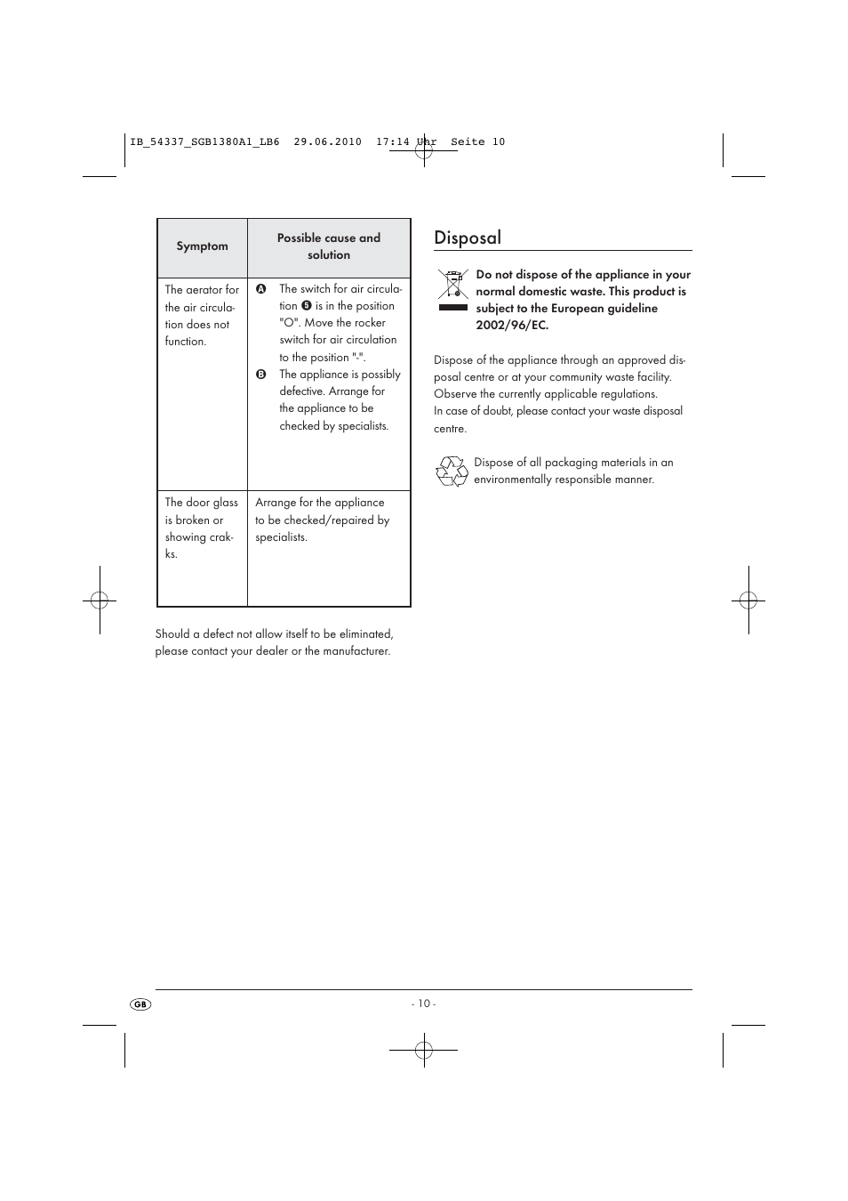 Disposal | Silvercrest SGB 1380 A1 User Manual | Page 12 / 13