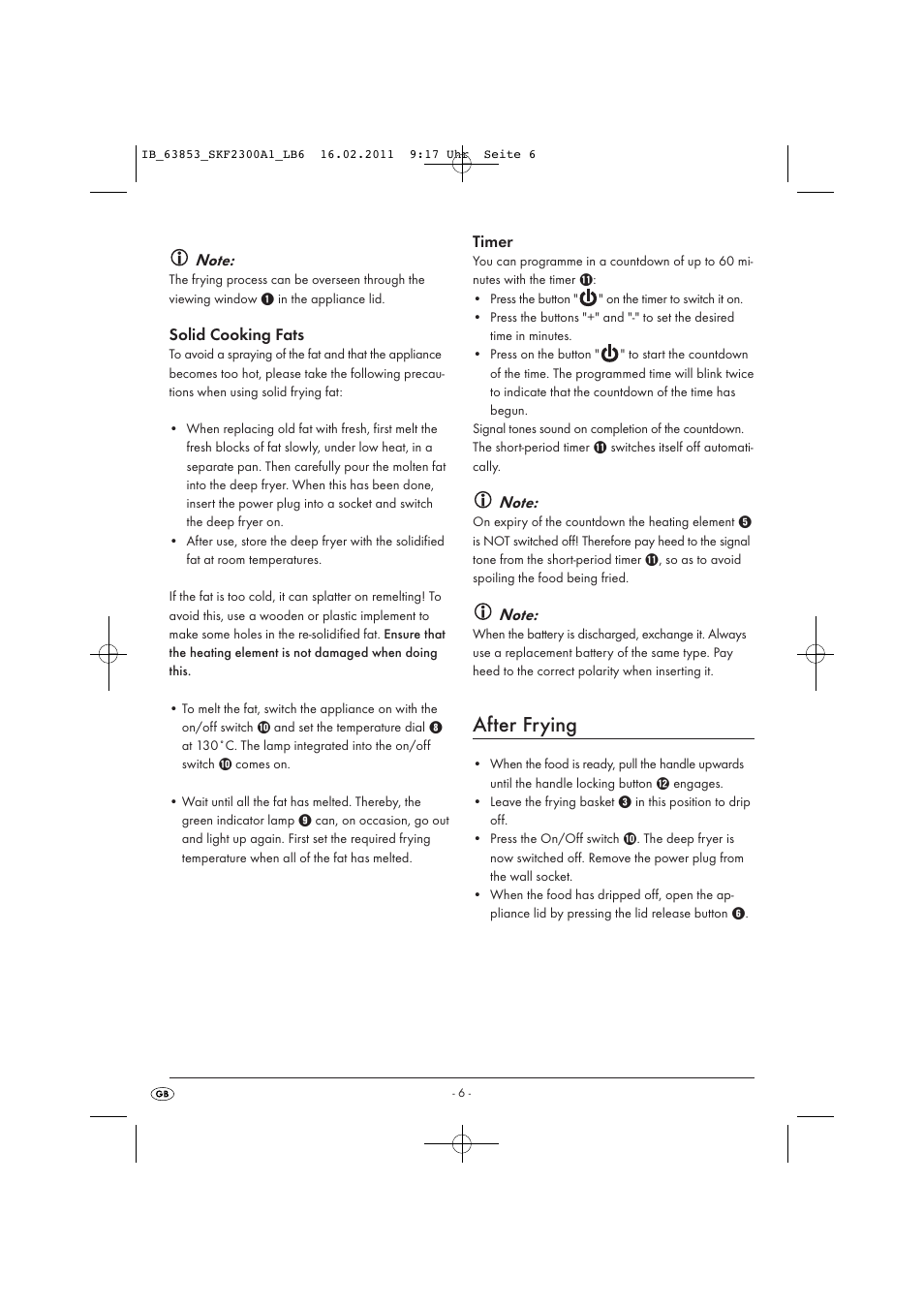 After frying | Silvercrest SKF 2300 A16 User Manual | Page 8 / 14