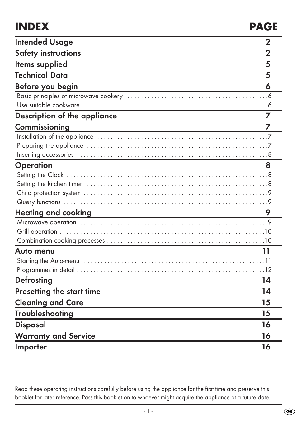 Index page | Silvercrest SMW 800 A1 User Manual | Page 3 / 18