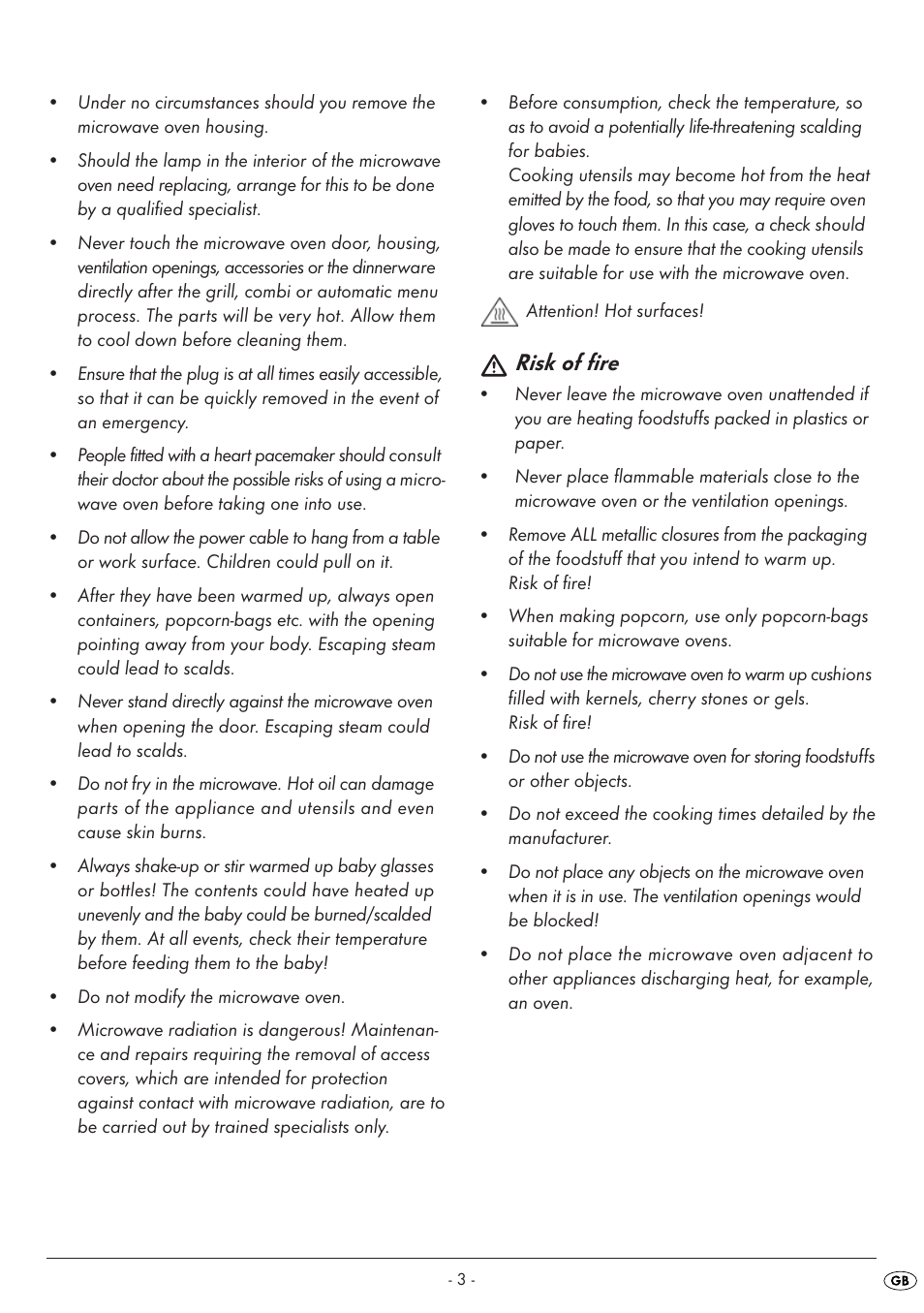 Risk of fire | Silvercrest SMW 800 A1 User Manual | Page 5 / 18