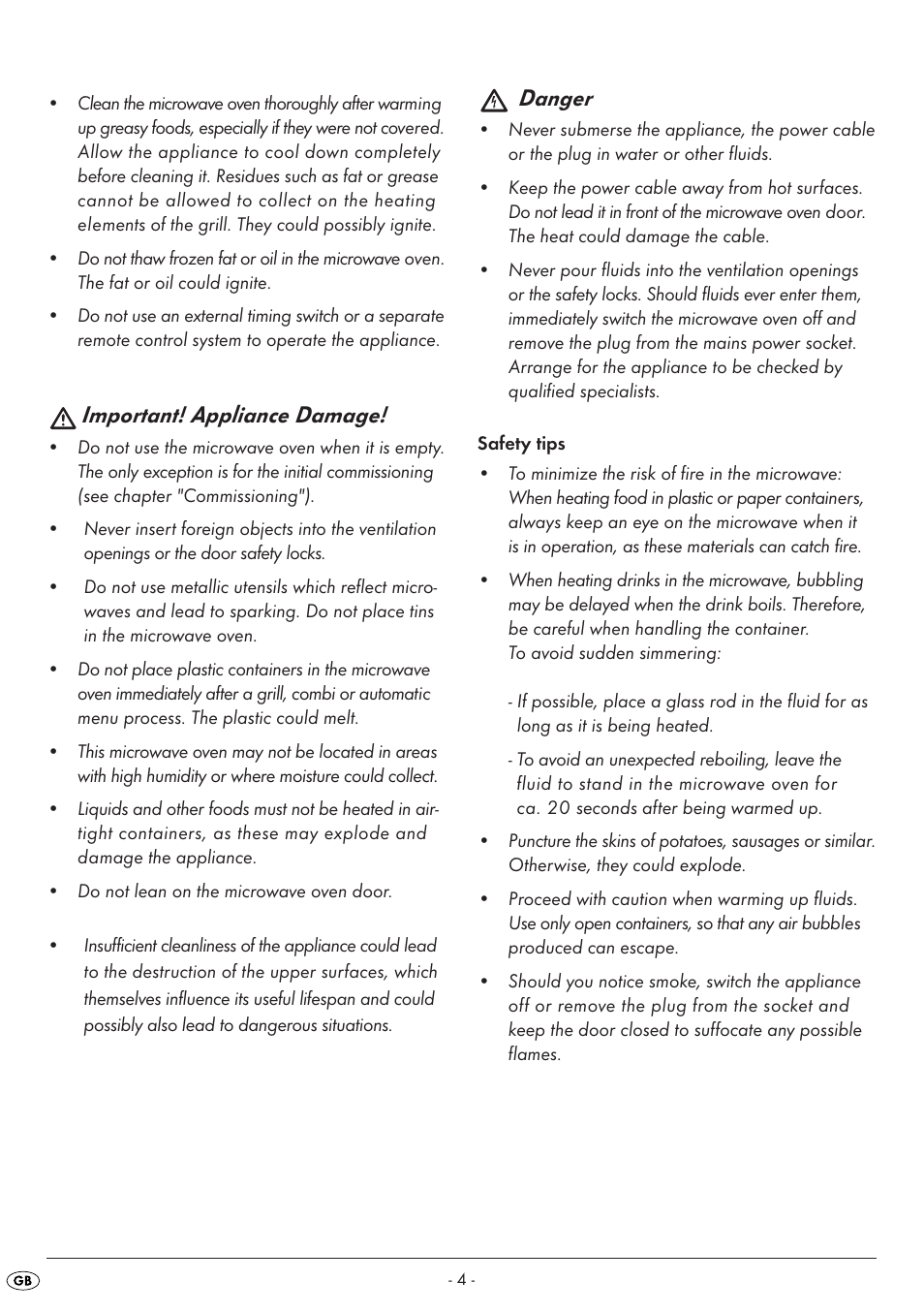 Important! appliance damage, Danger | Silvercrest SMW 800 A1 User Manual | Page 6 / 18