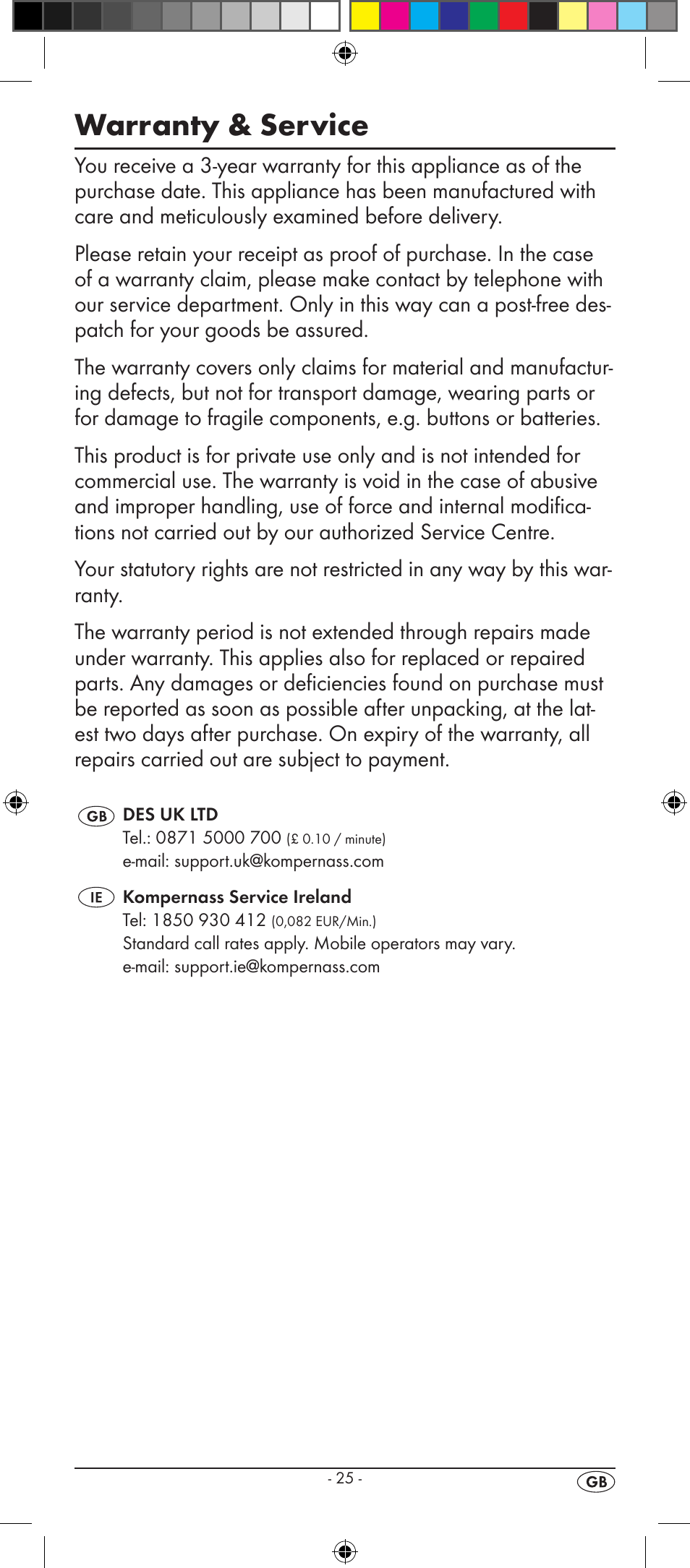 Warranty & service | Silvercrest KH 2157 User Manual | Page 27 / 78