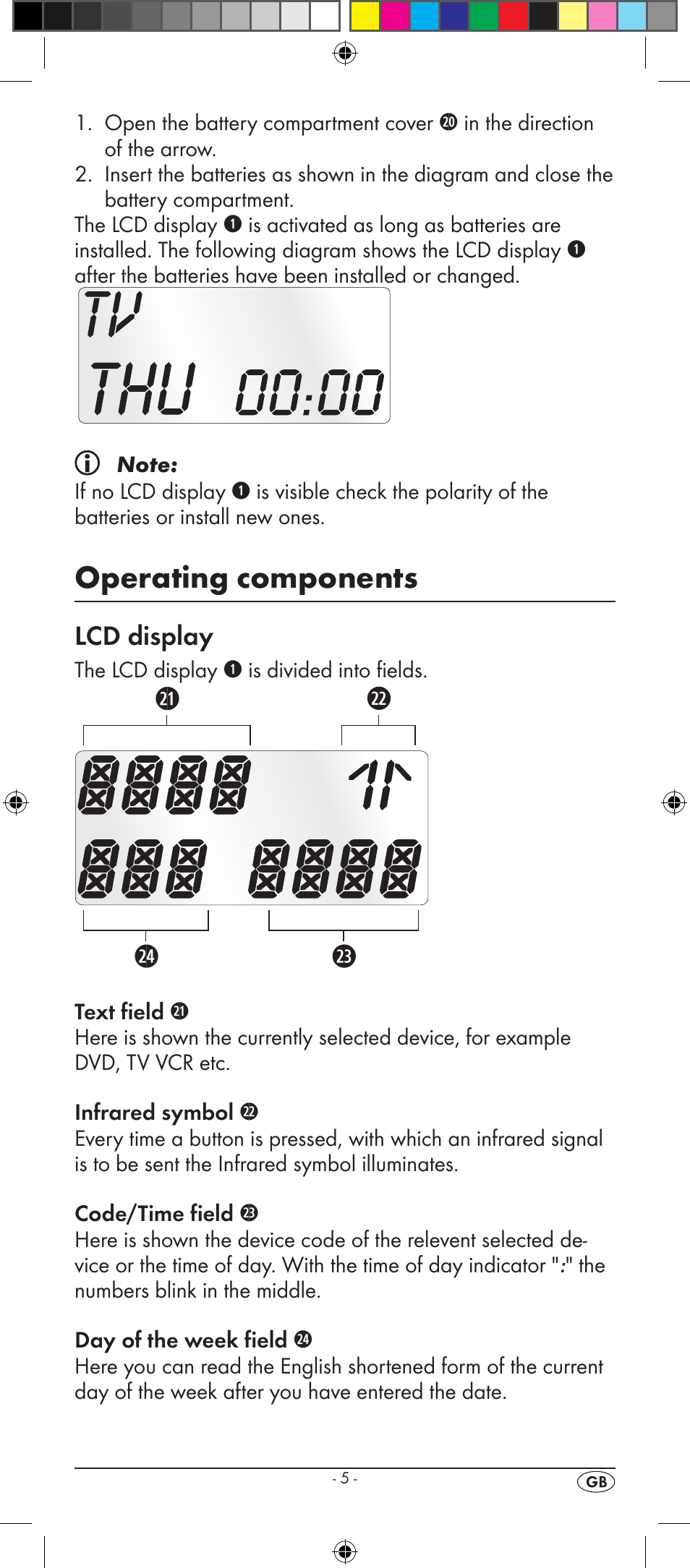 Operating components, Lcd display | Silvercrest KH 2157 User Manual | Page 7 / 78