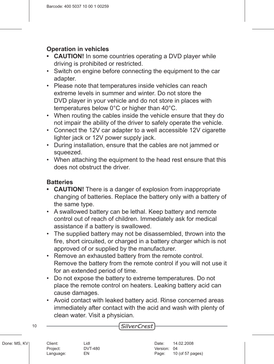 Silvercrest PLAYER DVT-480 User Manual | Page 10 / 57