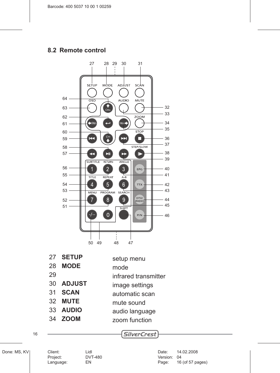Silvercrest PLAYER DVT-480 User Manual | Page 16 / 57