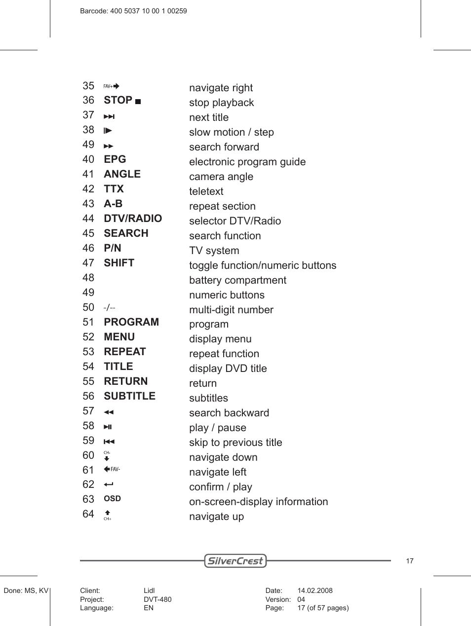 Silvercrest PLAYER DVT-480 User Manual | Page 17 / 57