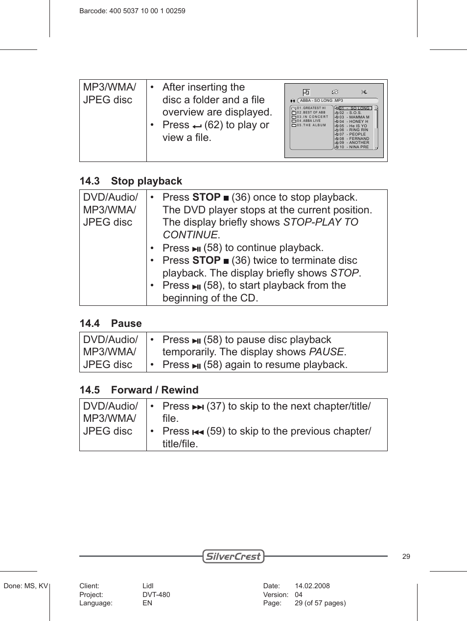 Silvercrest PLAYER DVT-480 User Manual | Page 29 / 57