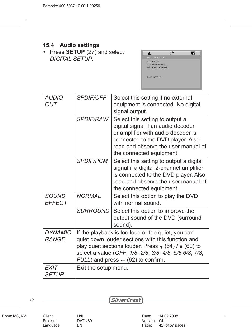 Silvercrest PLAYER DVT-480 User Manual | Page 42 / 57