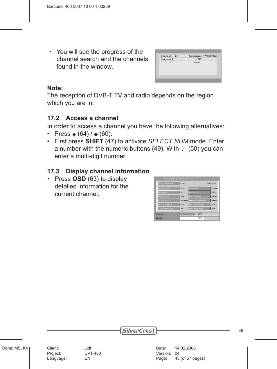 Silvercrest PLAYER DVT-480 User Manual | Page 45 / 57