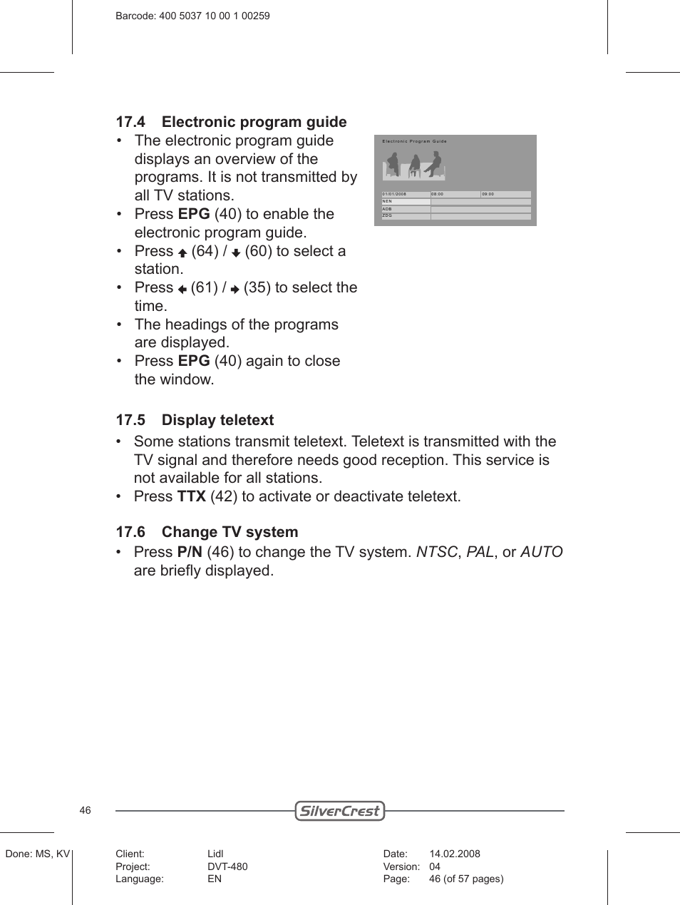 Silvercrest PLAYER DVT-480 User Manual | Page 46 / 57