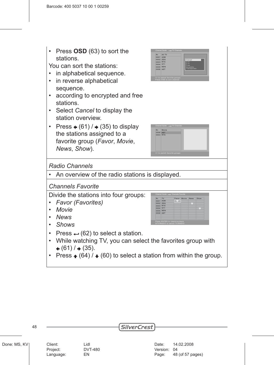 Silvercrest PLAYER DVT-480 User Manual | Page 48 / 57