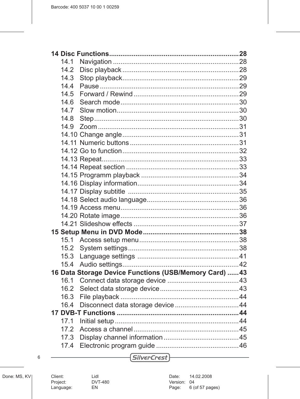 Silvercrest PLAYER DVT-480 User Manual | Page 6 / 57