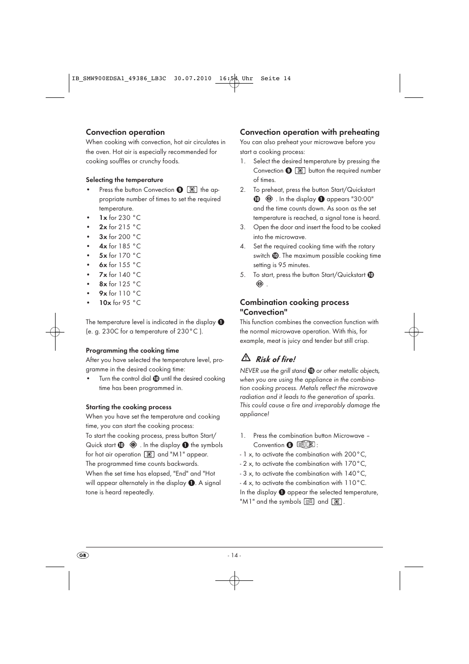 Risk of fire | Silvercrest SMW 900 EDS A13C User Manual | Page 16 / 50