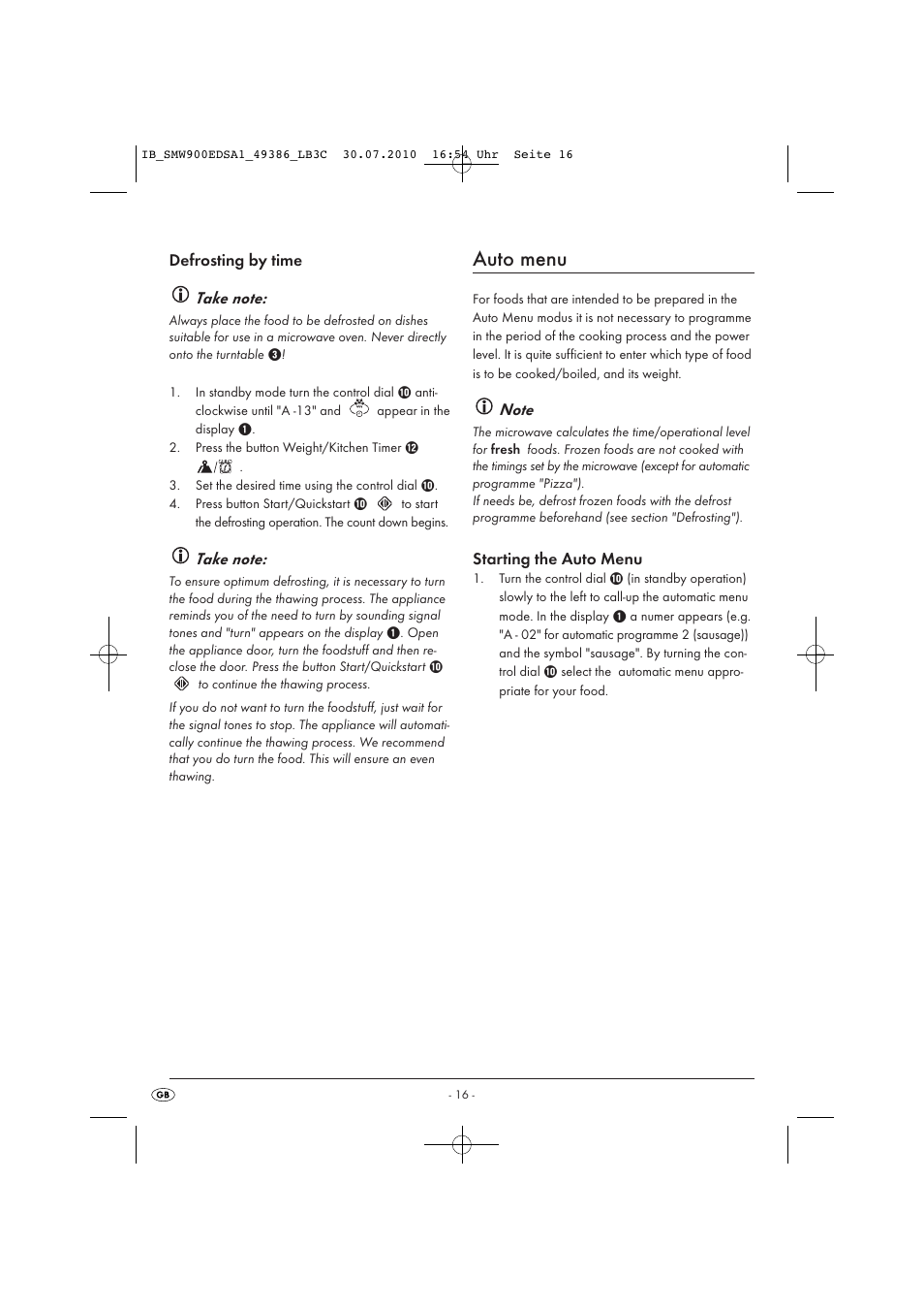 Auto menu | Silvercrest SMW 900 EDS A13C User Manual | Page 18 / 50