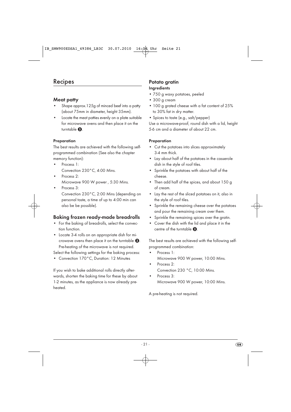 Recipes | Silvercrest SMW 900 EDS A13C User Manual | Page 23 / 50