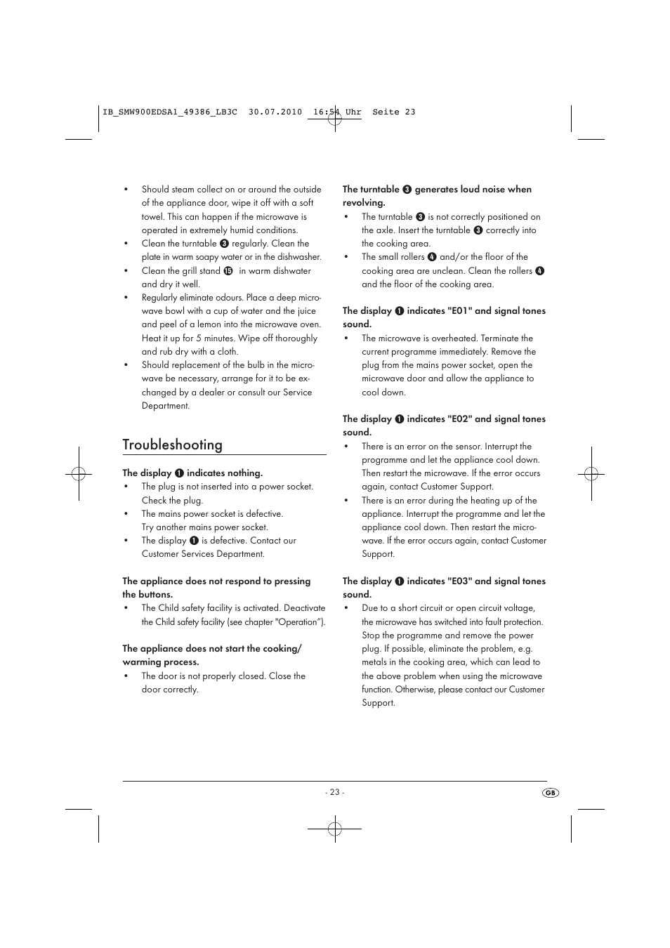 Troubleshooting | Silvercrest SMW 900 EDS A13C User Manual | Page 25 / 50