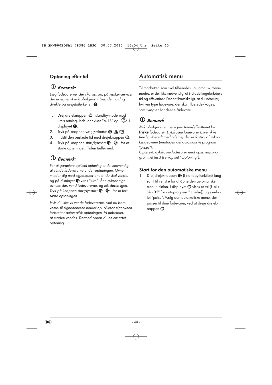 Automatisk menu | Silvercrest SMW 900 EDS A13C User Manual | Page 42 / 50