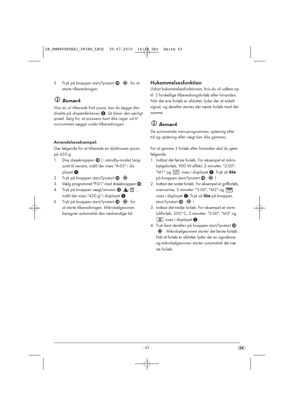 Bemærk | Silvercrest SMW 900 EDS A13C User Manual | Page 45 / 50