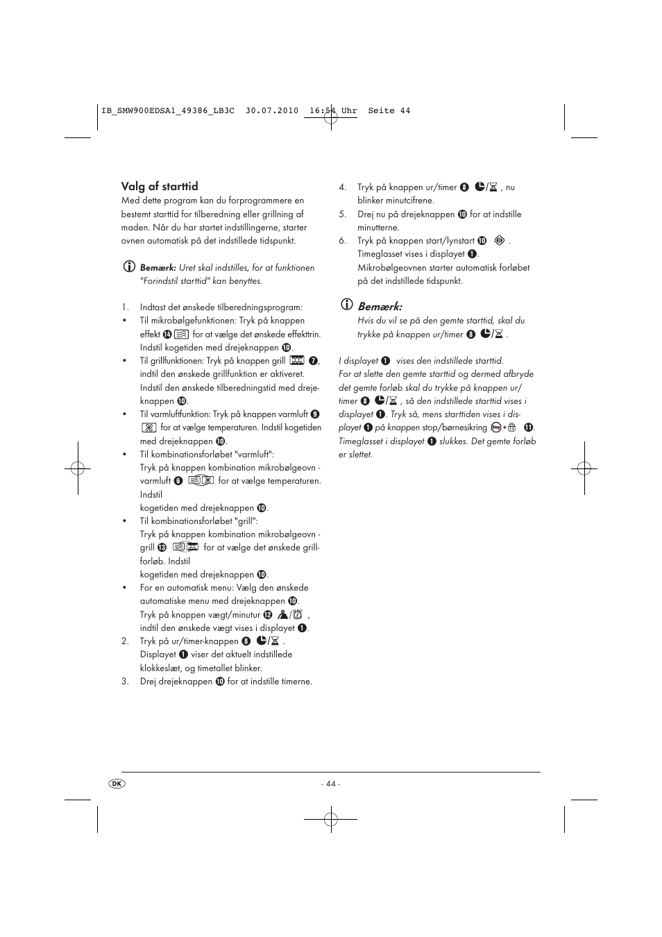 Bemærk | Silvercrest SMW 900 EDS A13C User Manual | Page 46 / 50