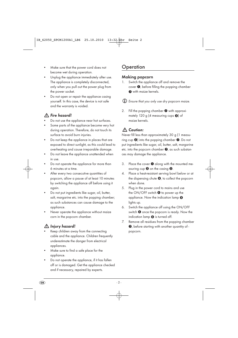 Operation | Silvercrest SPCM 1200 A1 User Manual | Page 4 / 6