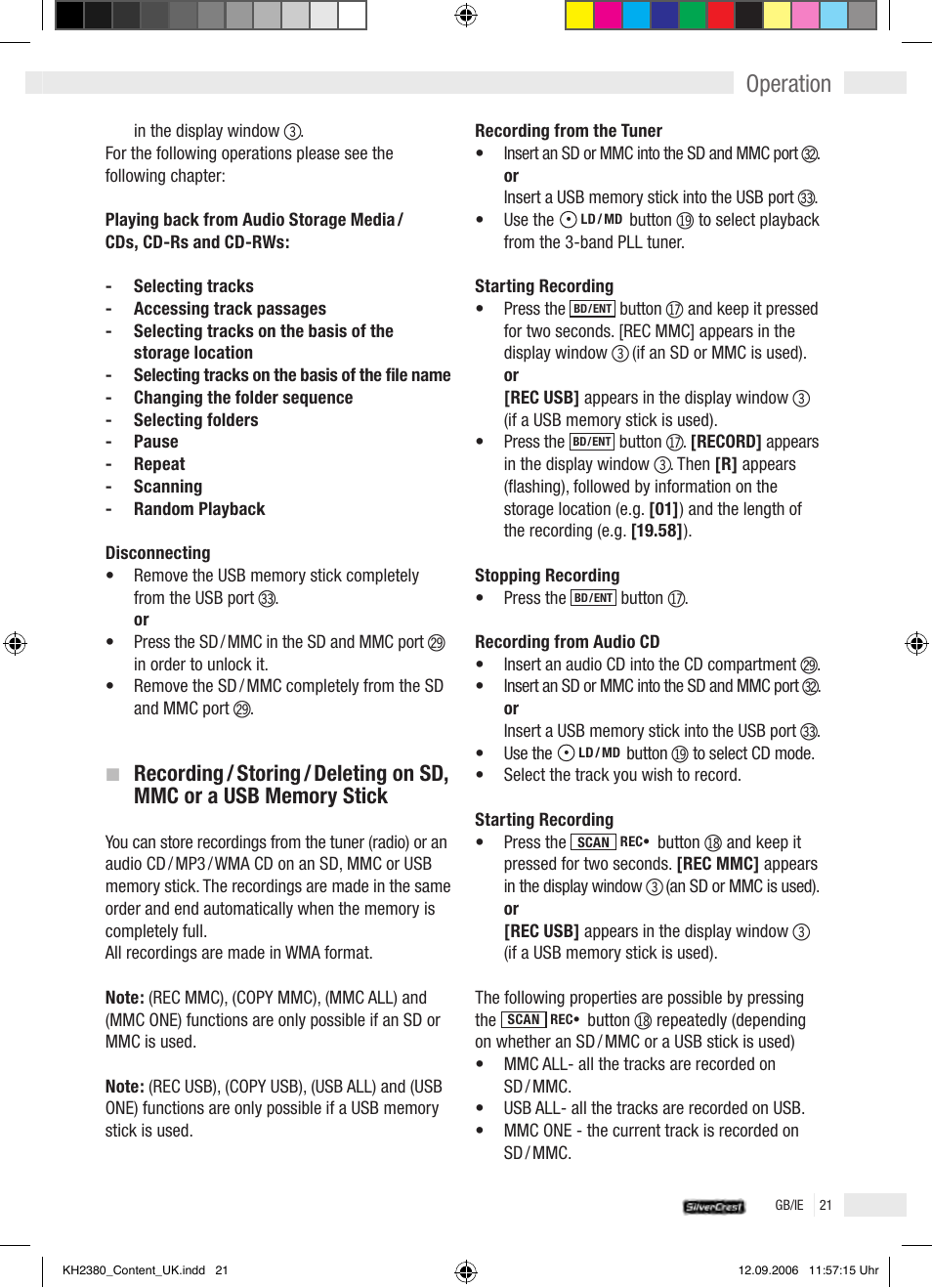 Operation | Silvercrest KH 2380 User Manual | Page 21 / 30
