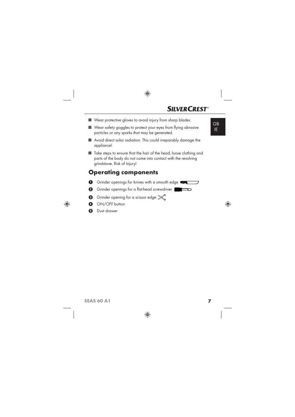 Operating components | Silvercrest SEAS 60 A1 User Manual | Page 9 / 18